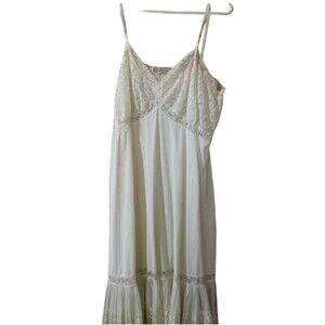 Van Raalte Vintage 1955 Off White Lace Pleated Slip Dress Large Nylon
